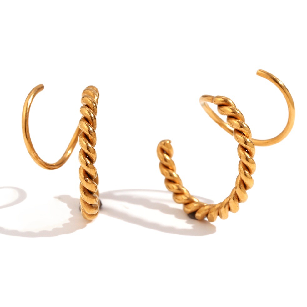 Europe and the United States cross-border hot stitching twist spiral earrings stainless steel gold-plated personality high-grade snake earrings jewelry