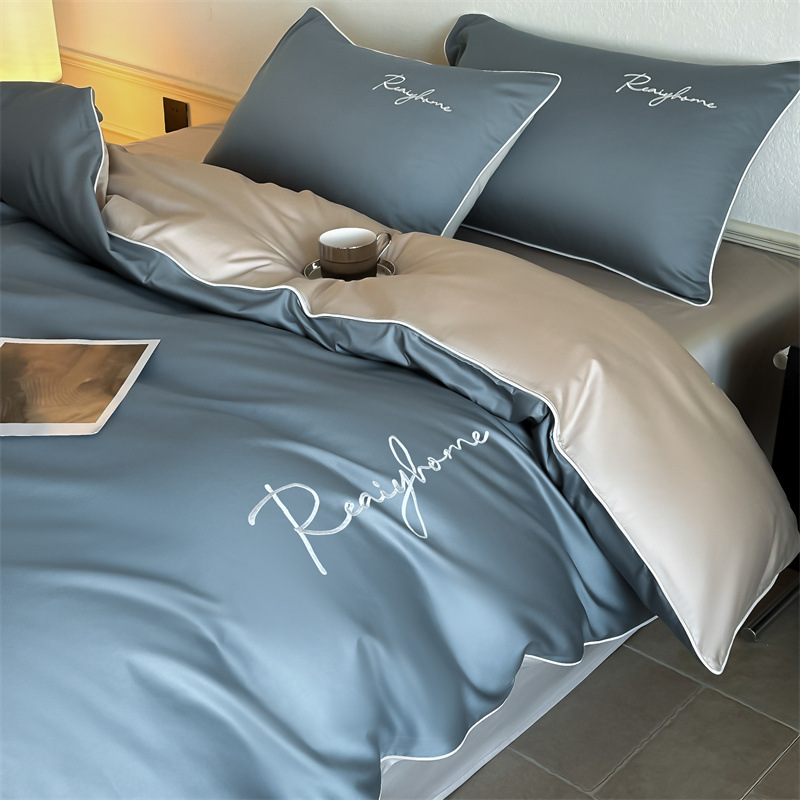 Picture of Advanced Sense 60 Light Luxury Long-staple Cotton Cotton Bed Four-piece Cotton Embroidered Quilt Cover 100 Cotton Bed Sheet Mattress 3