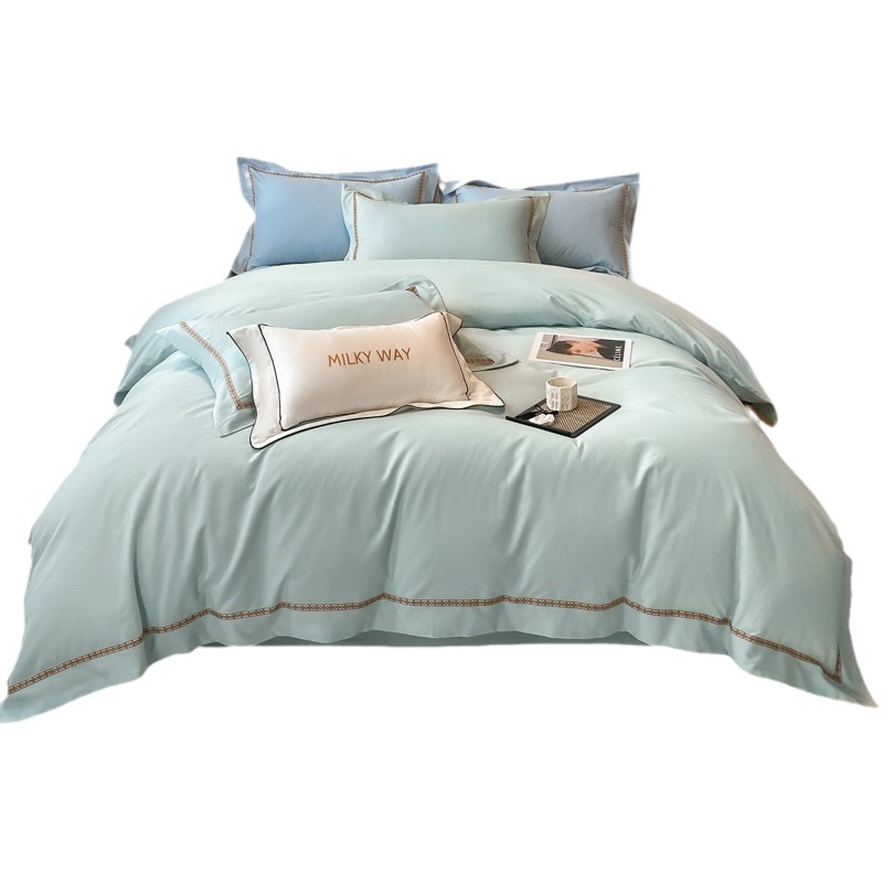 Light luxury 160 long-staple cotton four-piece cotton thickened brushed cotton bed sheet quilt cover fitted sheet bedding 4