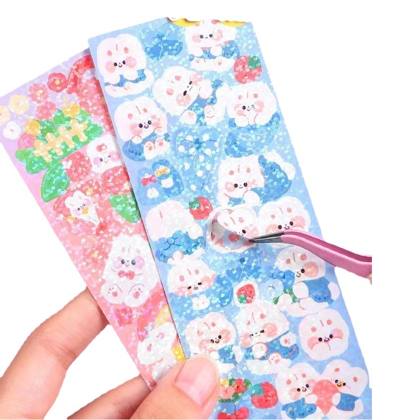 Original cute goo card stickers Korean laser hand account cartoon PVC stickers decorative stickers wholesale card suit