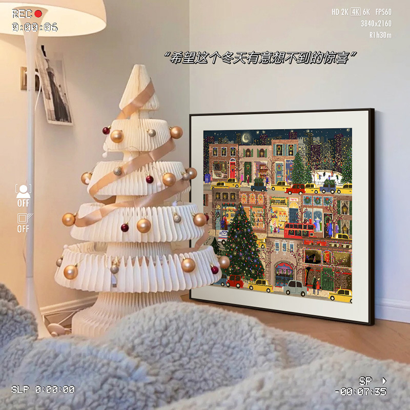 Picture of Christmas Winter Lamp Living Room Decoration Painting Ins Style Bedroom Bedside Hanging Painting Niche Art Artsy Warm Floor-To-Ceiling Painting