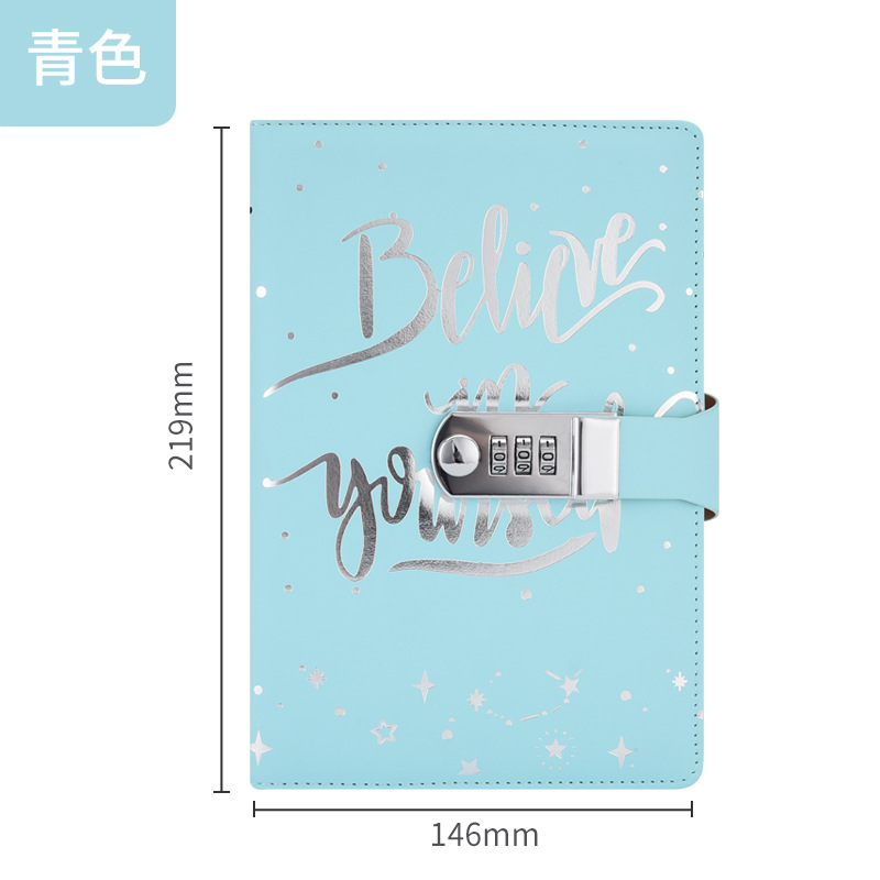 Picture of New creative A5 European business office stationery work diary Pu imitation leather combination lock notebook notebook