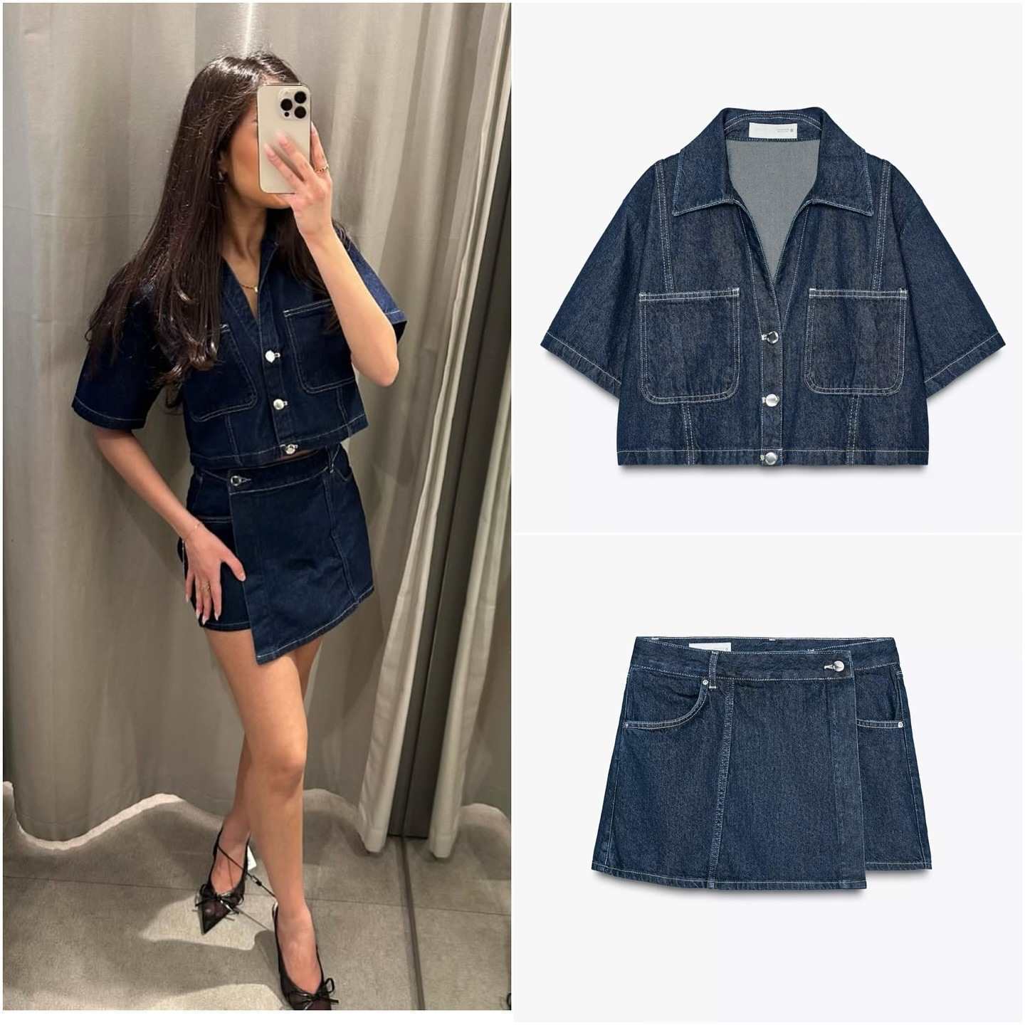 Denim Shirt Jacket New Cross-Border European and American Style Women's Clothing Irregular High-Waisted Skirt Short Fashion Jeans Suit