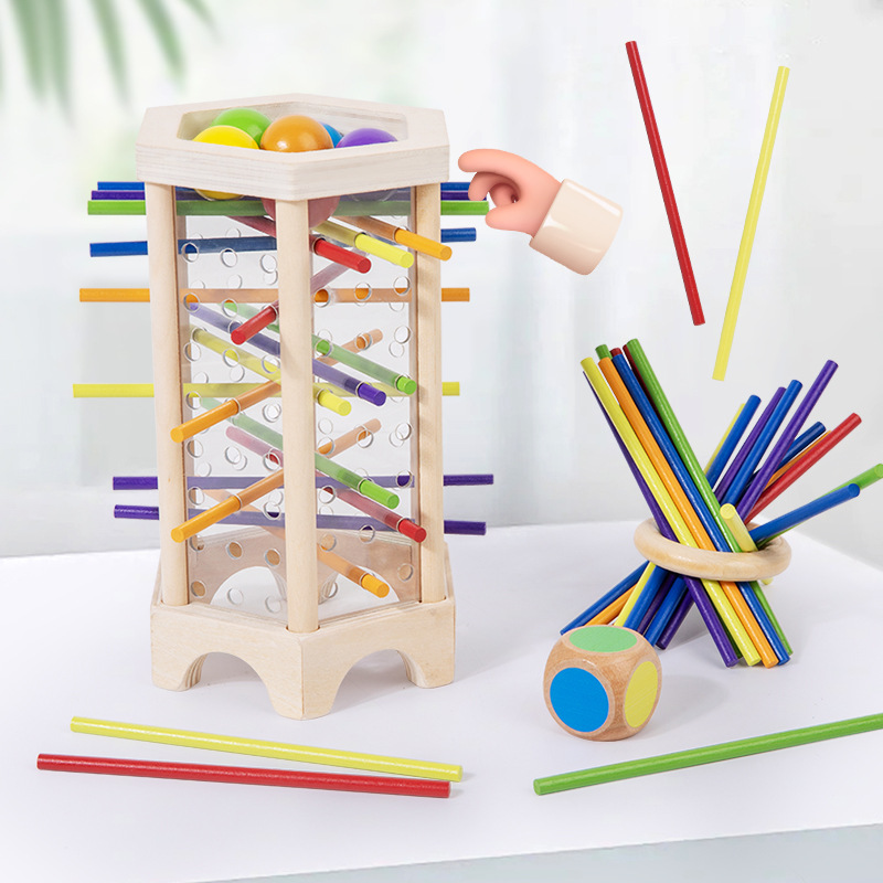 Wooden Three-In-One Stick Game Children's Early Education Educational Montessori Teaching Aids Baby Parent-Child Interactive Board Game Toys