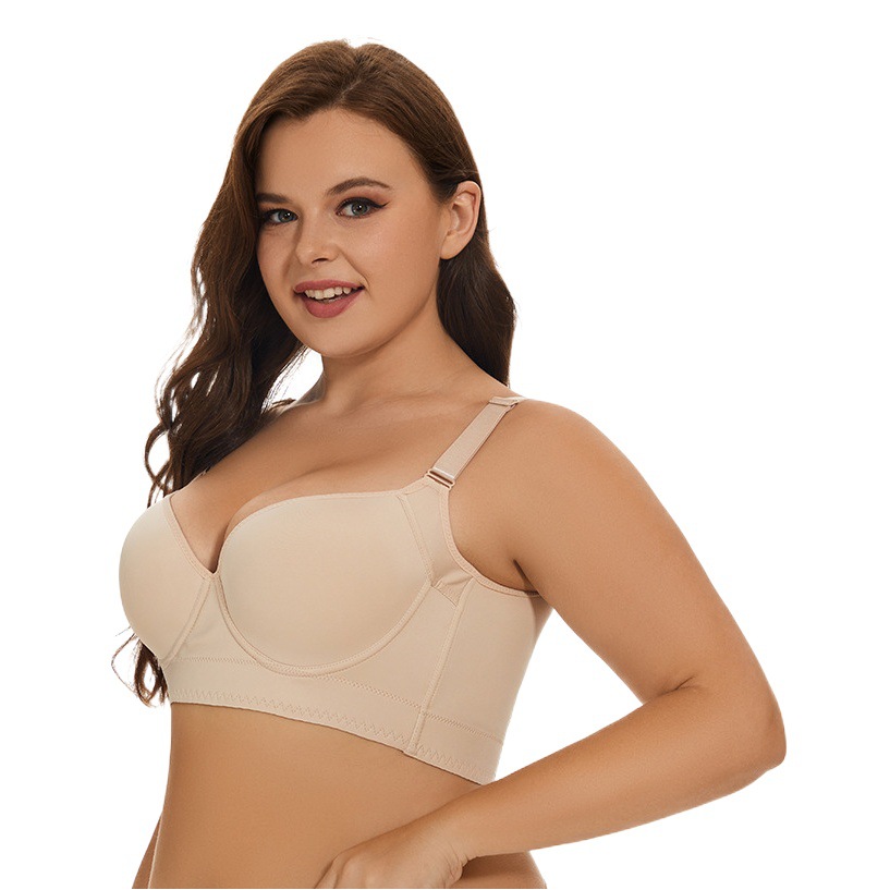 Cross-border Large Size Gloss Seamless Underwear Women's Gathered Breast Anti-sagging Eight-breasted Adjustable bra