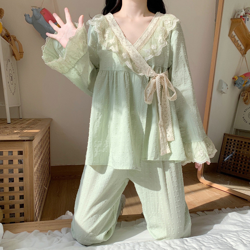 Pajamas women autumn palace princess style long sleeve suit sweet cute retro kimono high sense home clothes wholesale