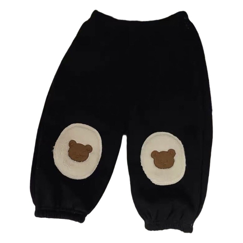 Winter clothes Children Baby cute bear fleece-lined sweatpants boys and girls warm thick loose outer wear skinny casual pants