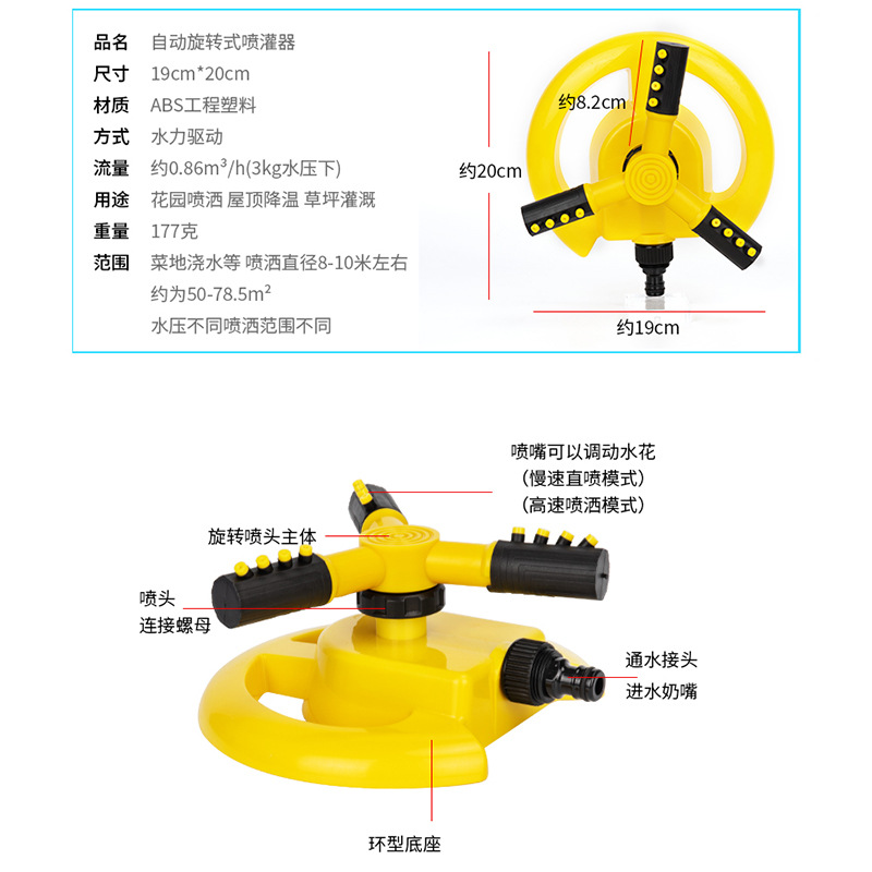 Picture of Automatic Rotating Irrigation Sprinkler Sprinkler 360 Degree Lawn Garden Watering Garden Cooling Sprinkler