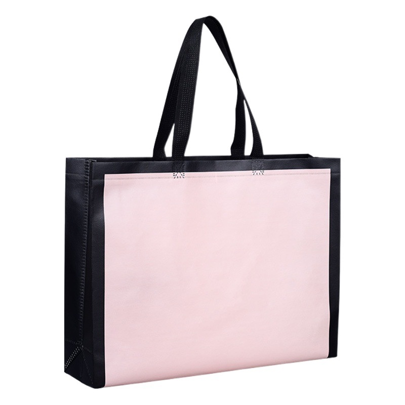 Wholesale pink film-coated non-woven bag handbag printable LOGO clothing store clothes women's bags