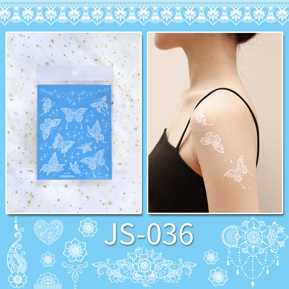 Picture of New Cross-border Source White Tattoo Sticker Personalized Face Sticker Henna Hand-painted Sticker Collarbone Sticker Disposable Tattoo