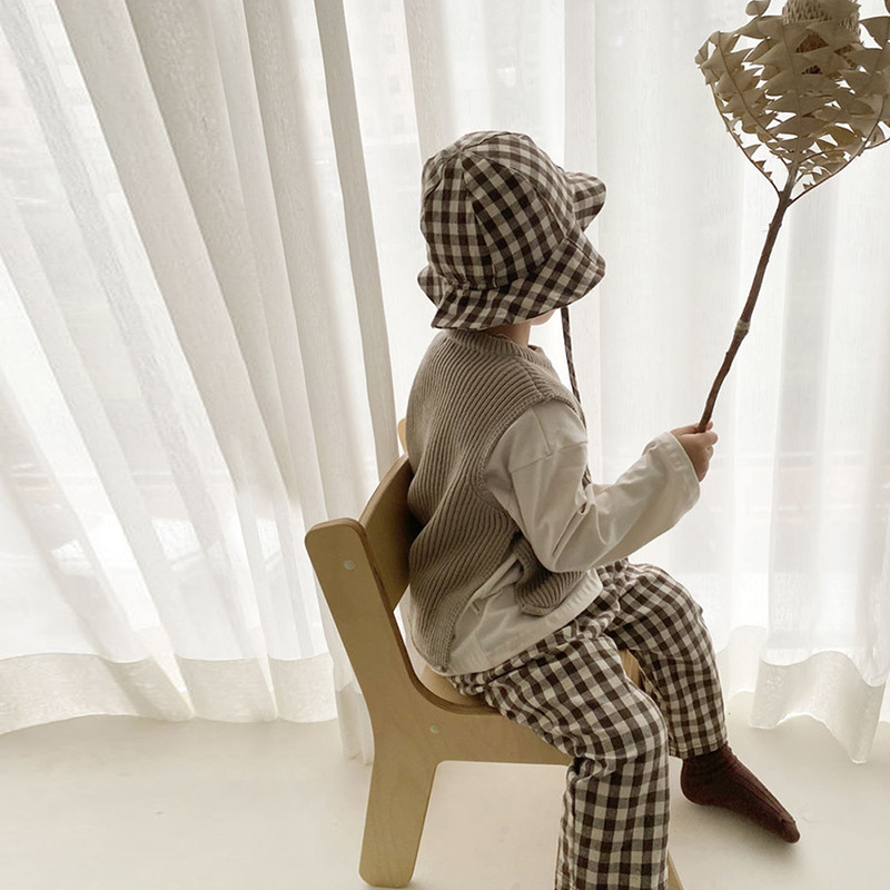 Picture of 2024 Spring & Fall New Korean Style Kidsren's Clothing for Boys and Girls, Cotton Plaid Casual Pants, Kidsren's Pants, Baby Outer Wear