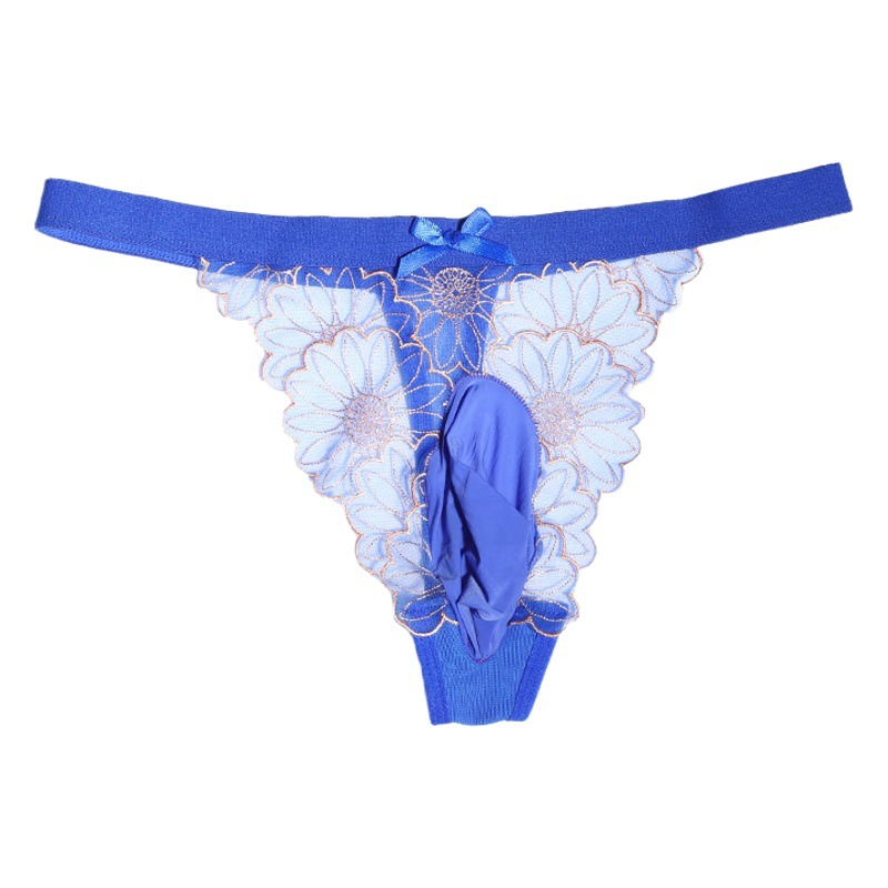 Men's Sexy One-piece thong with jj Set Full Transparent Breathable Mesh Sexy U-shaped Pocket T-pants