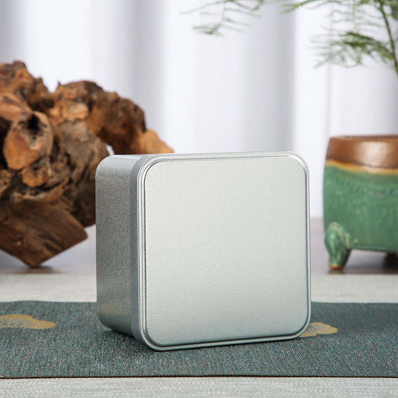 Picture of Iron Box Rectangular Cookie Biscuit Silver Tinplate Food Packaging Empty Box Iron Can Frosted Metal Gift Box