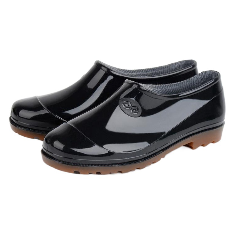 Double back men's rain shoes spring and autumn shoes low shoes overshoes suit waterproof shoes kitchen shoes black black bulletins PVC rubber shoes