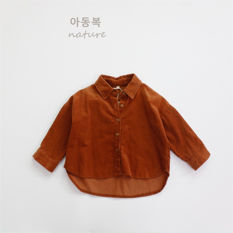 Picture of 2025 Spring Children's Shirt Class A Boys' Shirt Korean Style Joker Lapel Corduroy Girls' Shirt Wholesale