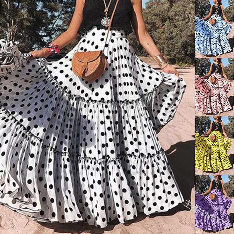 2025 cross-border new summer and autumn wish AliExpress European and American women's skirt wave point multi-layer loose large skirt