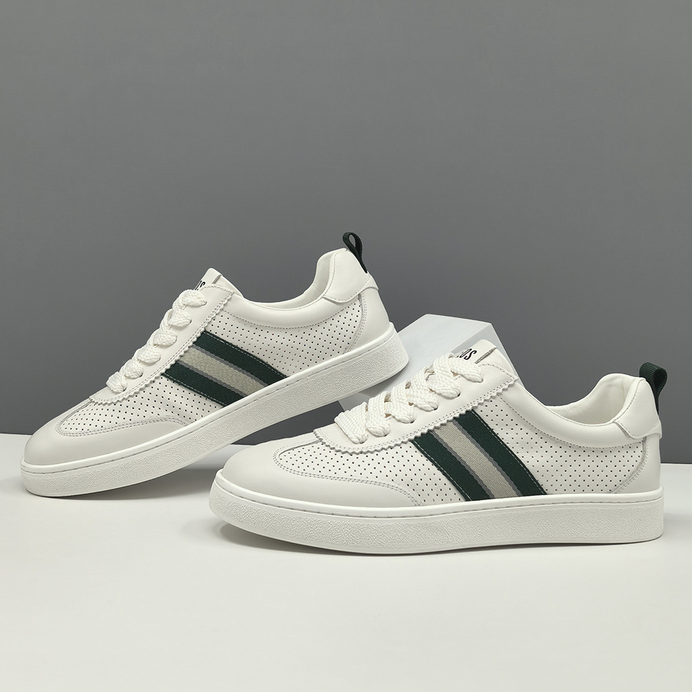 Genuine Leather Sneakers Men's Trendy All-match Shoes European Station Men's Shoes Men's White Shoes Light Luxury Niche Casual Shoes for Men