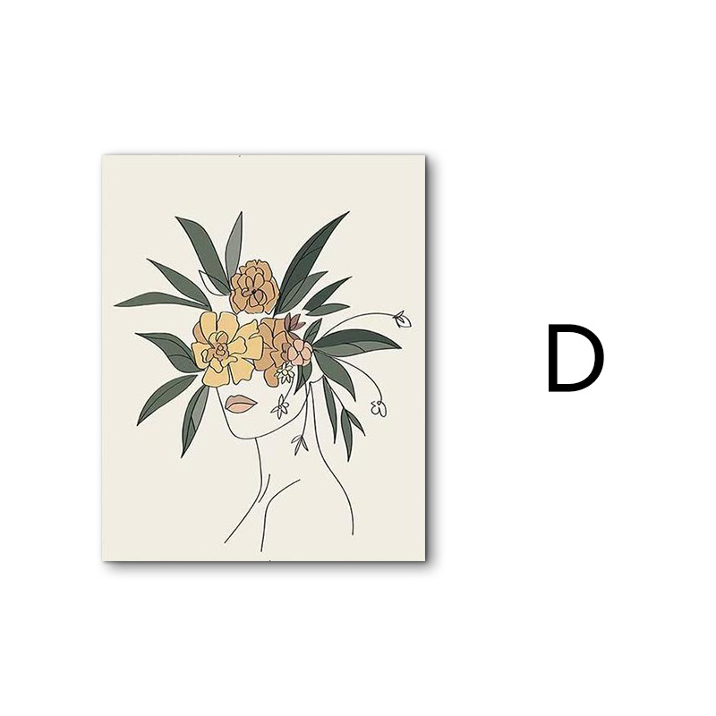 Picture of Cross-Border Supply Abstract Line Art Frameless Decorative Painting Flower Canvas Painting Core Hanging Painting Living Room Wall Painting Florals
