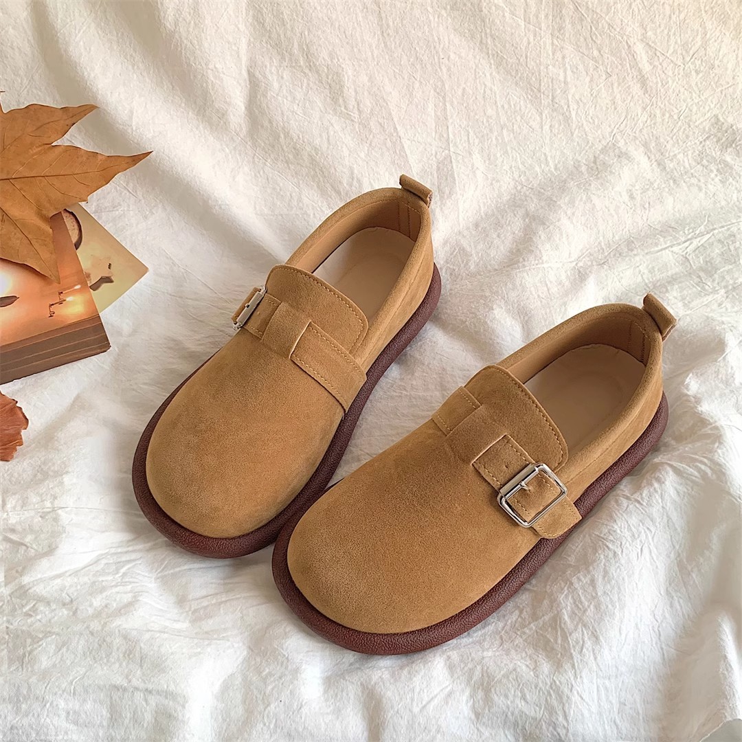 Birkenstock Shoes Women's Buckle Flats 2004 Autumn and Winter New Retro Student Slip-On Soft Sole Non-Slip Versatile Bread Shoes