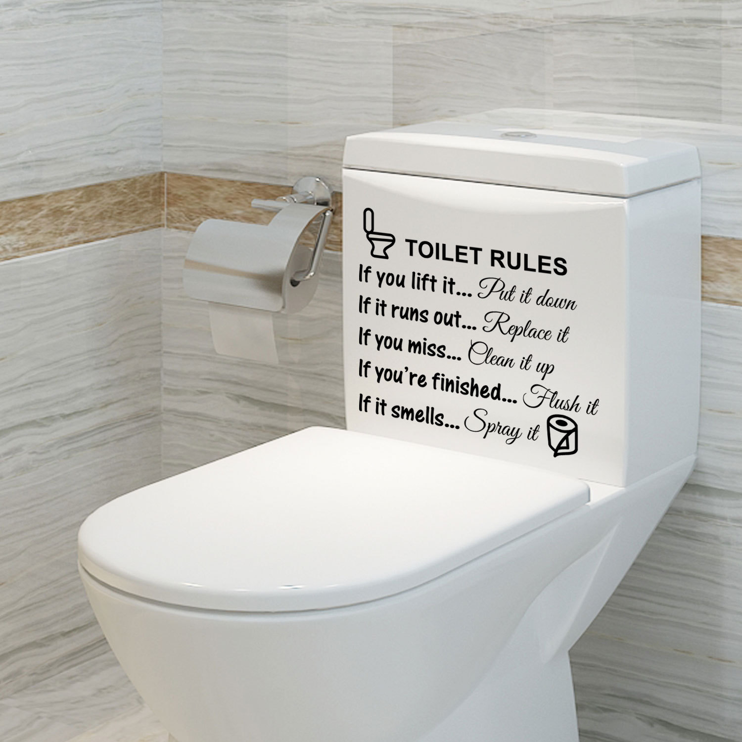 Toilet Rules Toilet Roll Shape Toilet Sticker Bathroom Bathroom Removable Home Decoration Wall Sticker