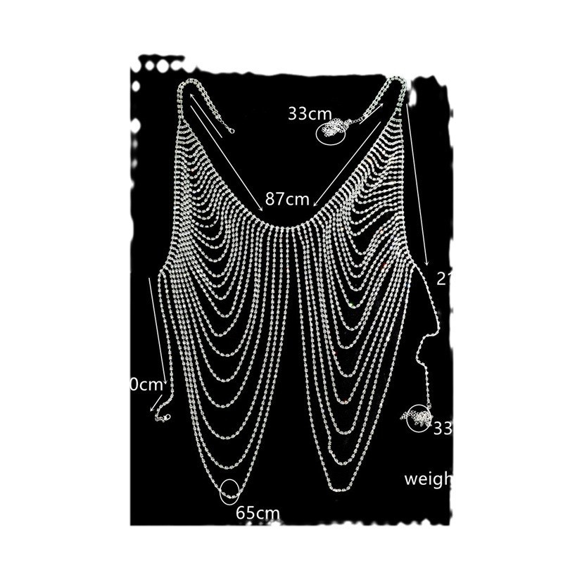 Picture of Fashion New Multi-layer Tassel Luxury Rhinestone Body Chain Sexy Bikini Nightclub Chest Chain Shorts Set Jewelry