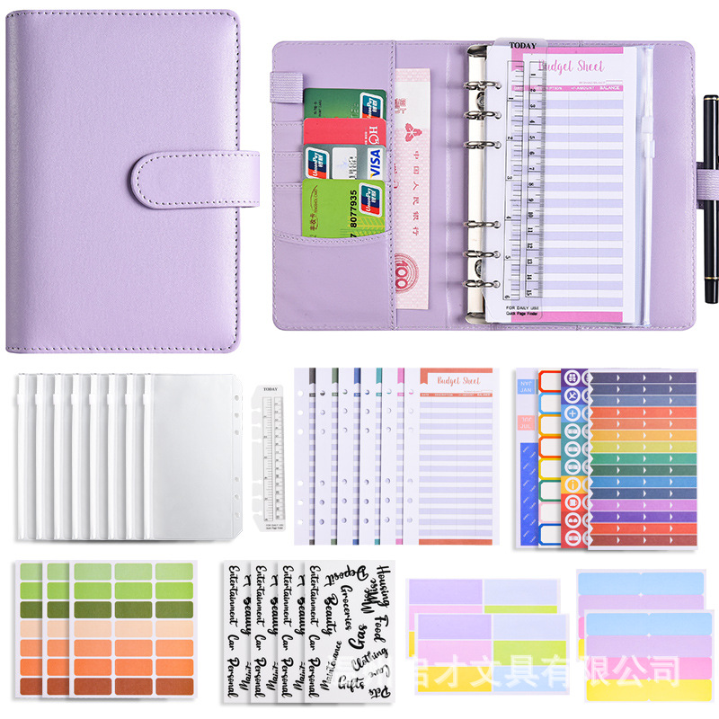 Picture of A6 Binder Cross-Border Creative Notebook Wholesale Zipper Bag Macaron Pu Leather Cash Budget Notebook