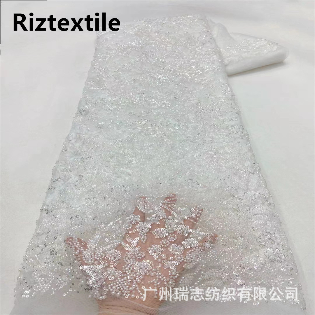 Picture of Wedding dress three-dimensional beads embroidered sequins embroidered lace lace fabric Embroidery beaded lace
