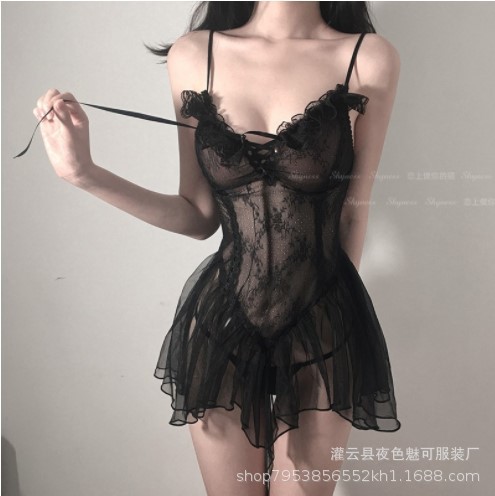 Qingxiaoye Sexy Lingerie Transparent Pajamas Sexy Flirting Uniform Temptation Teasing Passion Suit
