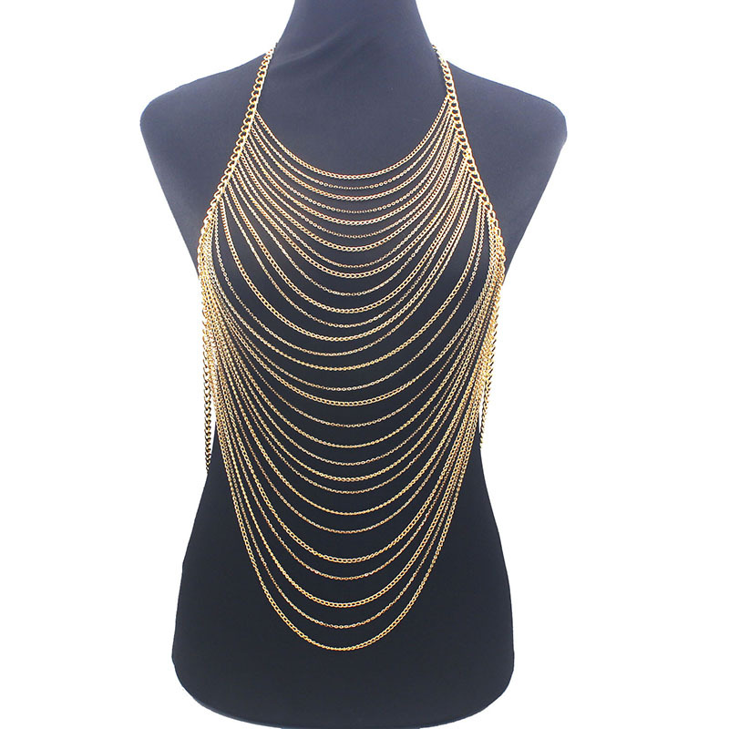European and American Cross-border Jewelry Metal Multi-layer Long Tassel Body Chain Ladies Sexy Gold Necklace Wholesale