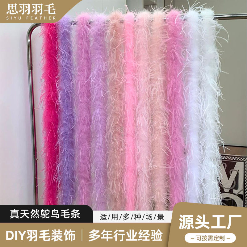 Cross-Border Colorful Feather Strips Single-Layer Ostrich Feather Strips DIY Handmade Decoration Christmas Crafts Clothing Materials Wholesale