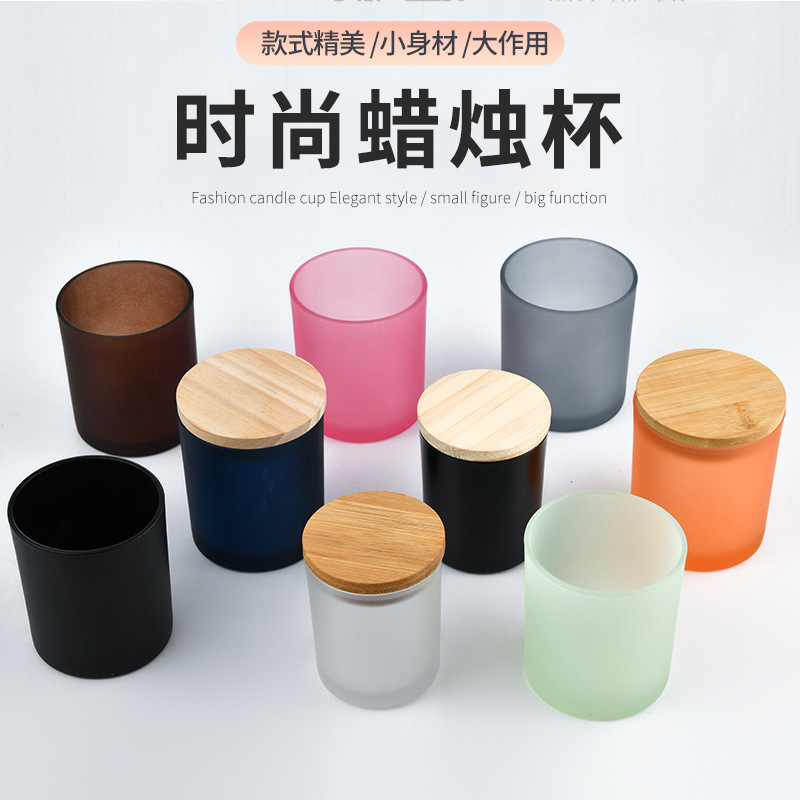 Picture of Wholesale DIY Flameless Scented Candle Cups Empty Colored Glass Jars Transparent Sprayable Glass Bottles with Screen-Printed Text
