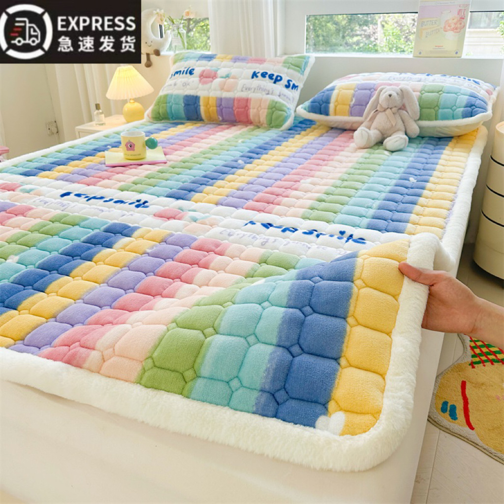 Class A Milk Velvet Quilted Bed Mattress Autumn and Winter Student Dormitory fleece-lined Mattress Household Tatami Bed Pad
