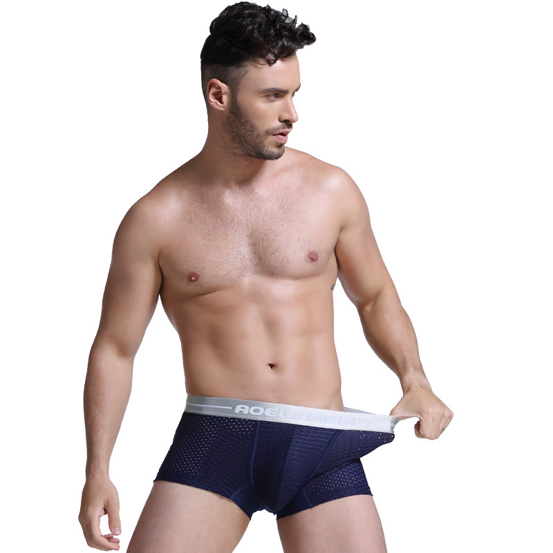 Picture of Men's Underwear Summer Breathable Boxer Shorts Traceless Underwear Men's Thin Sexy U Convex Mesh Quick-drying Boxer Shorts