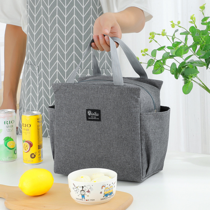 Picture of Double-Mouth Insulated Lunch Box Bag Portable Office Handheld Lunch Bag Double-Side Lunch Bag with Meal Bag Insulation Bag