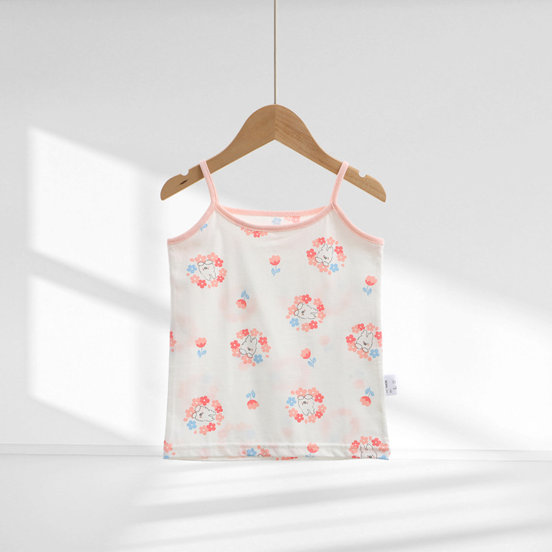 Picture of Y Autumn/Winter New Pure Cotton Girls' Camisole Cartoon Undershirt for Baby Girls, Mid-To-Large Children's Belly-Protecting Underwear Homewear