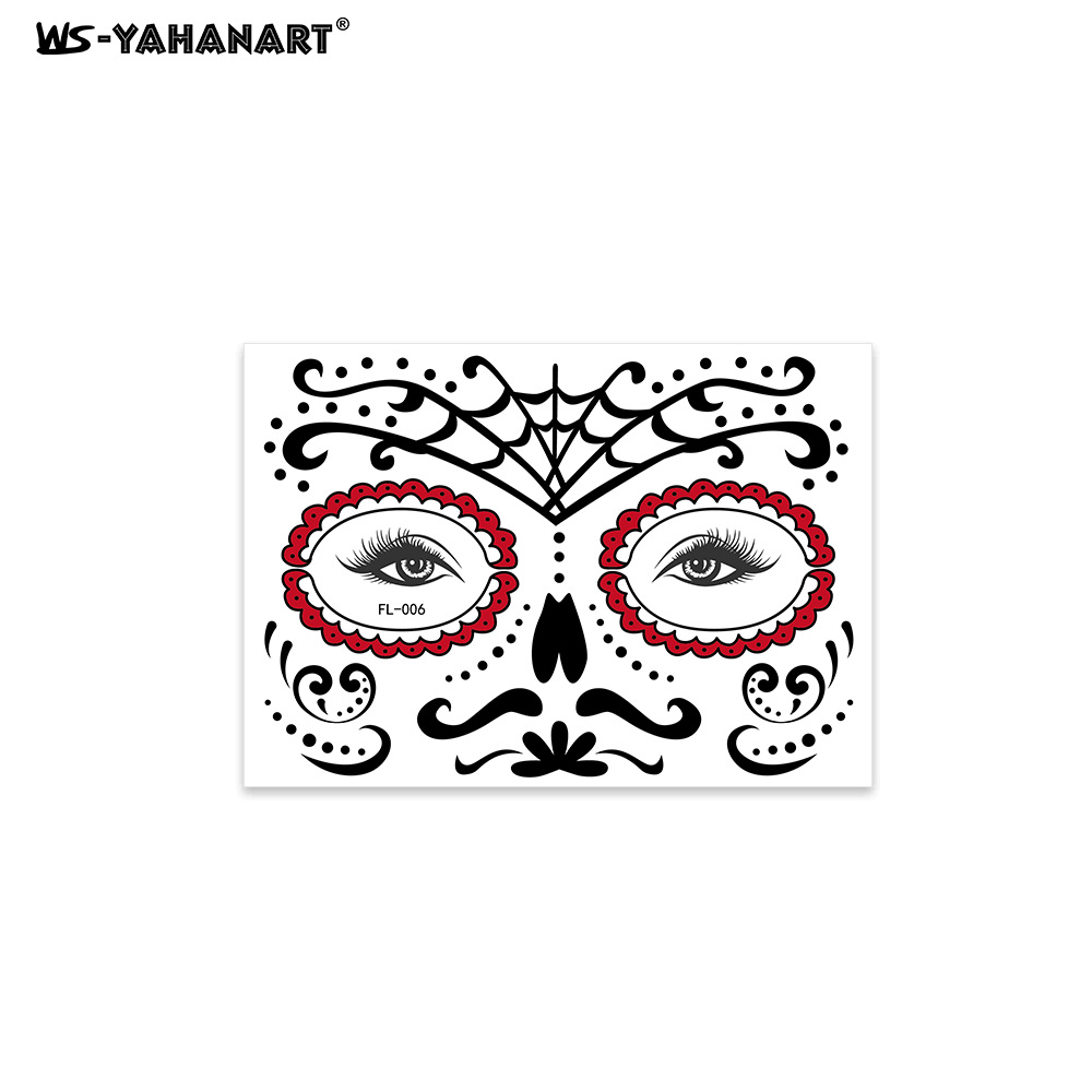Picture of 2023 Cross-border New Halloween Funny Face Tattoo Sticker Masquerade Dead Dead Face Tattoo Sticker