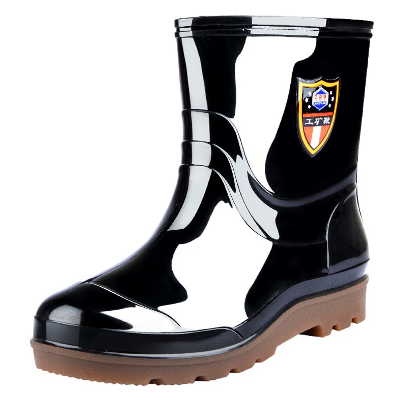 2025 New Men's Labor Protection Short Rain Boots Men's Black Work Water Shoes Adult Low-Top Rain Boots