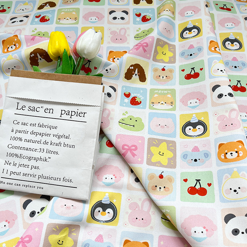 Multicolor Plaid Small Animal Cotton Canvas 1.5m Width Bag Jacket Vest Handmade DIY Fabric