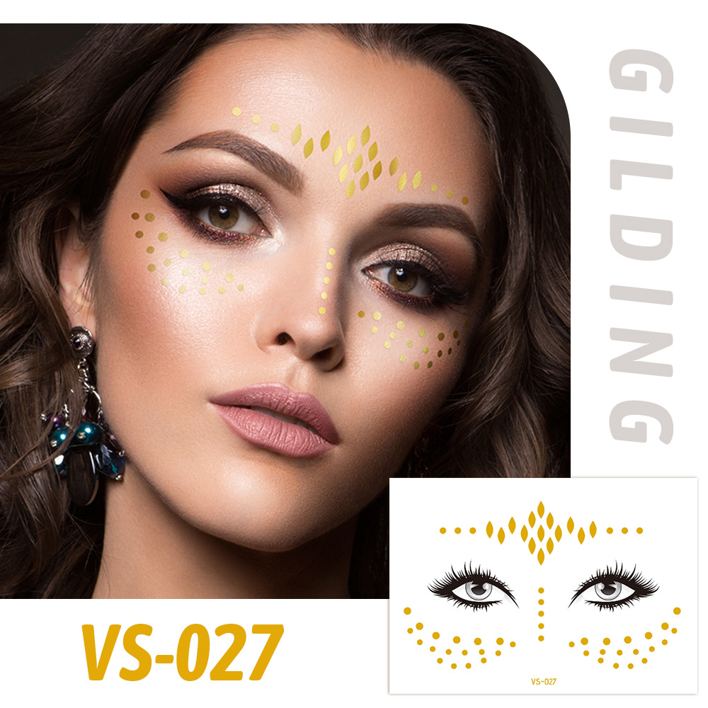 Picture of Cross-border Supply Waterproof Bronzing Electric Syllable Tattoo Sticker European and American Carnival Party Face Sticker Masquerade Freckles