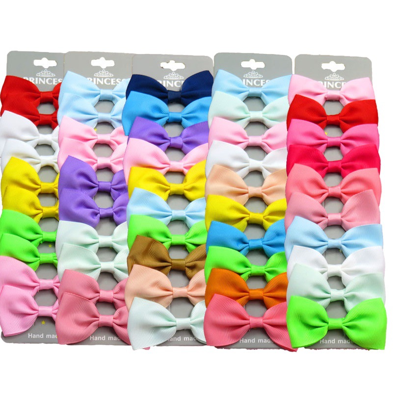Baby Hair Accessories, Kidsren's Plaid Bow, Candy-Colored Side Clip, Duckbill Clip, Japanese Style Hair Clip Set, 10 Pieces/Card