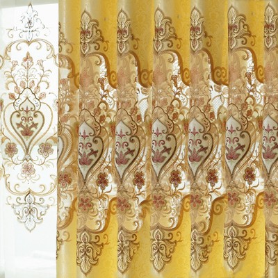 Picture of European-style high-end simple hollow water-soluble embroidered curtain yarn wholesale finished living room bedroom curtain balcony bay window