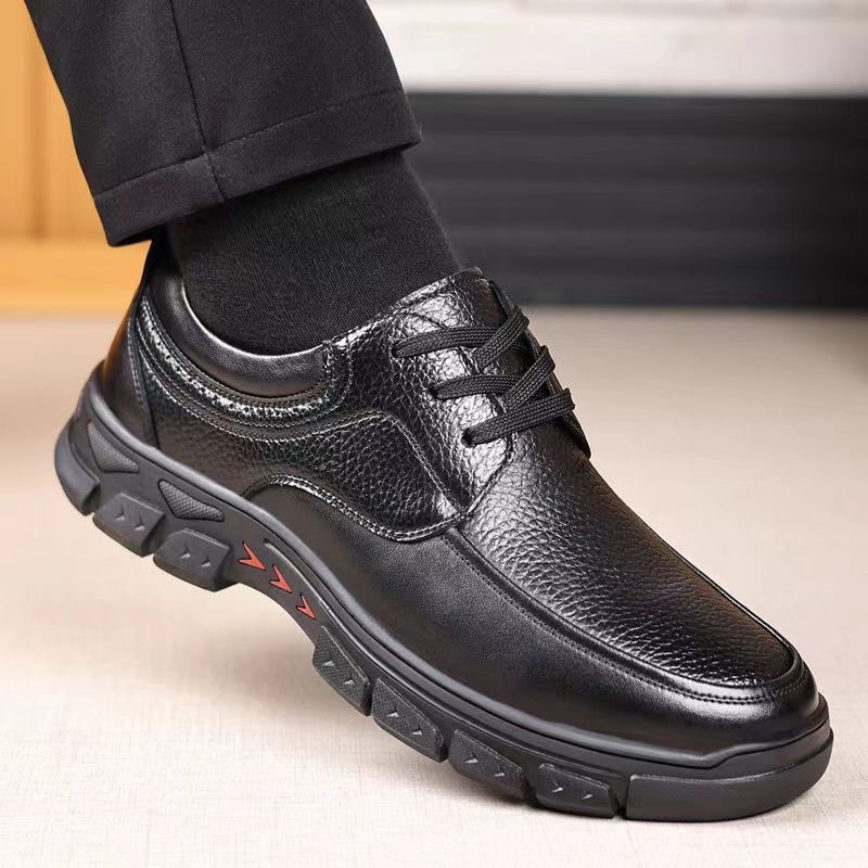 Men's Leather Shoes New Spring and Autumn Men's Business Casual Leather Shoes Soft Sole Soft Surface Non-slip Wear-resistant Middle-aged Men's Shoes