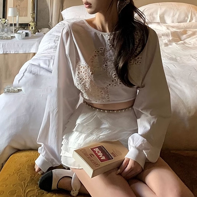 French simple JUE beauty camellia! Xiaoxiang Hollow Backless Design Elegant Short Top Women's Spring 2025 New
