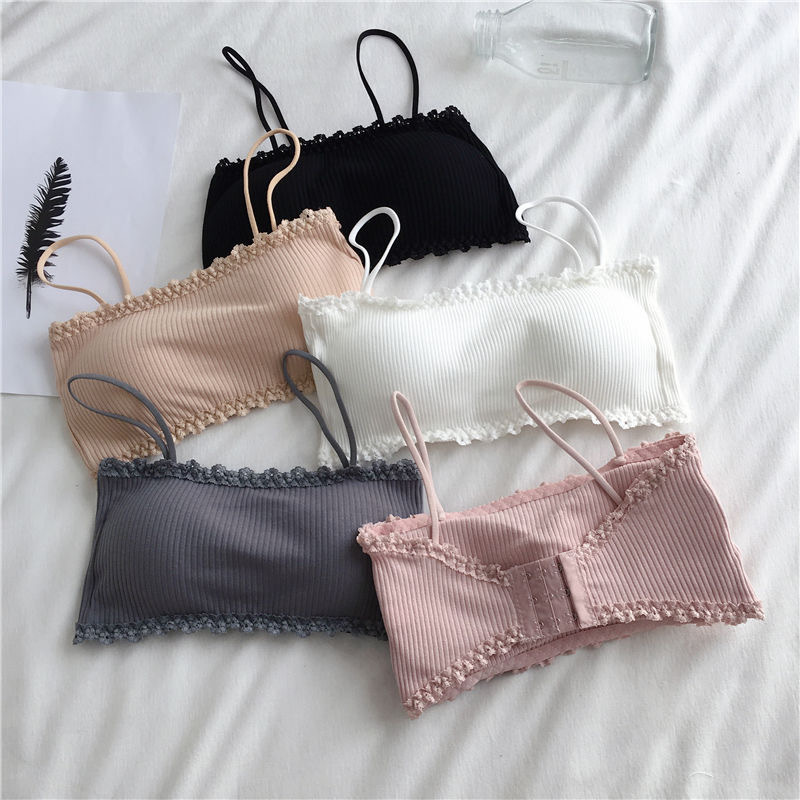 Picture of Cross-border One-line Wai Pure Cotton Sling Strapless Beautiful Back Girl's Non-steel Rings with Chest Pad with Row Buckle Underwear Student