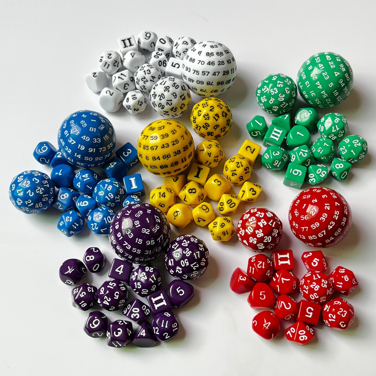 Picture of 15 sets of solid color 3-sided to 100-sided digital DICE collection gift personalized game DICE DICE