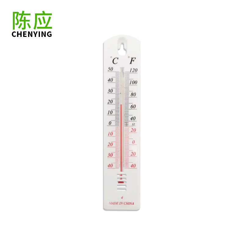 Chen Ying Spot Wall-Mounted Indoor Thermometer White Glass Thermometer Plastic Straight Room Temperature Meter Wholesale