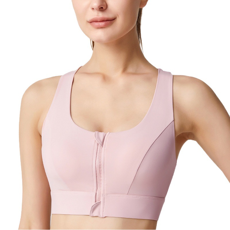 Weiman Sports Bra Front Zipper Adjustment High Strength Shock-Absorbing Fitness Vest All-In-One Fixed Cup Bra for Women