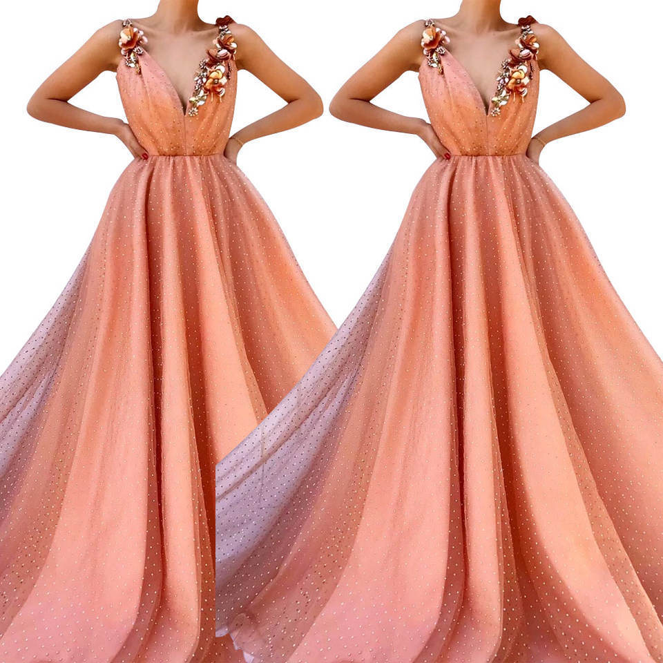 Women's Wedding Bridesmaid Dress Fashion Sexy Elegant V-neck Strap Mesh Design Slim-fit Slimming Banquet Toasting Dress
