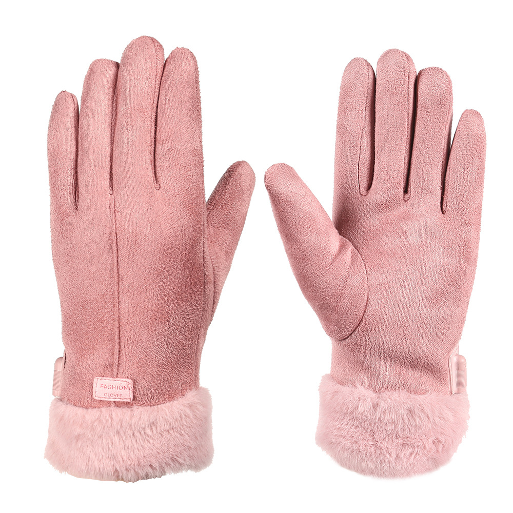 Picture of 2025 Winter Women's USB Heated Waterproof Suede Finger Gloves Electric Vehicle Outdoor Cycling Warmth Suitable