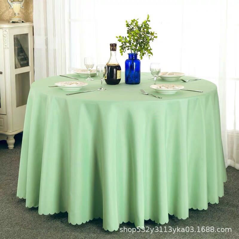 Picture of Large Round Table Restaurant Tablecloth Hotel Restaurant Banquet Family Usable Round Wedding European Tablecloth Table Cover Cross-Border
